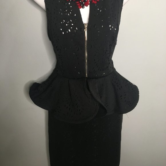 Boutique - Black Peplum Cocktail Dress - Item#92 - Picture 5 of 11